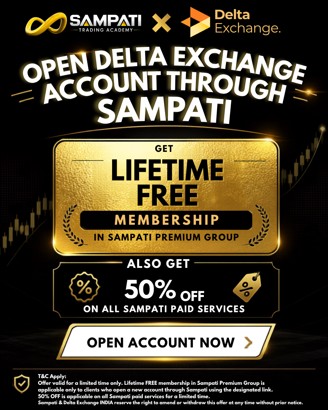 Sampati x Delta Exchange Offer — Lifetime Free Membership + 50% Off